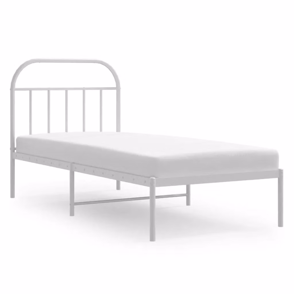 Berkfield Home Metal Bed Frame with Headboard in White, W/D/H: 90 x 200 cm – 2