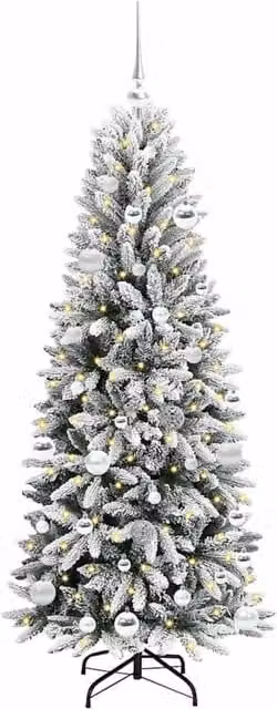 Berkfield Home Green Artificial Christmas Tree with 150 White LEDs, W/D/H: 63 x 63 x 150 cm – 1