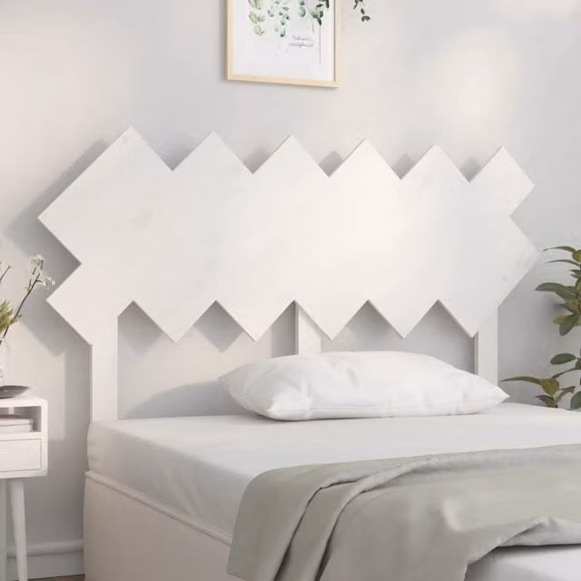 Berkfield Home White Rustic Solid Wood Pine Bed Headboard W: 132 cm, D: 3 cm, H: 81 cm