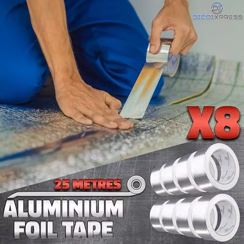 Deco Express Silver Aluminium Foil Insulation Tape, Width: 4.5 cm, 8 Rolls of 25 m – 4