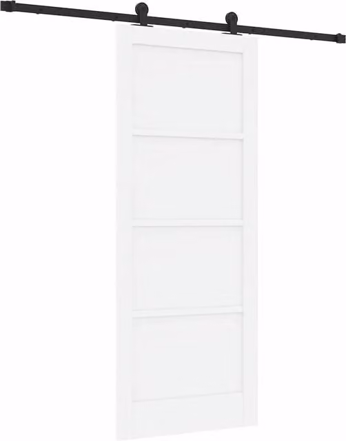 Berkfield Home Modern Sliding Door with Hardware Set in White Lacquered Solid Wood, W: 83 cm, H: 202 cm