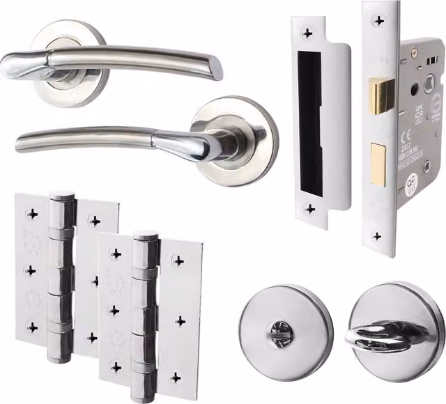 AFIT Polished Silver Zinc Door Handle Set