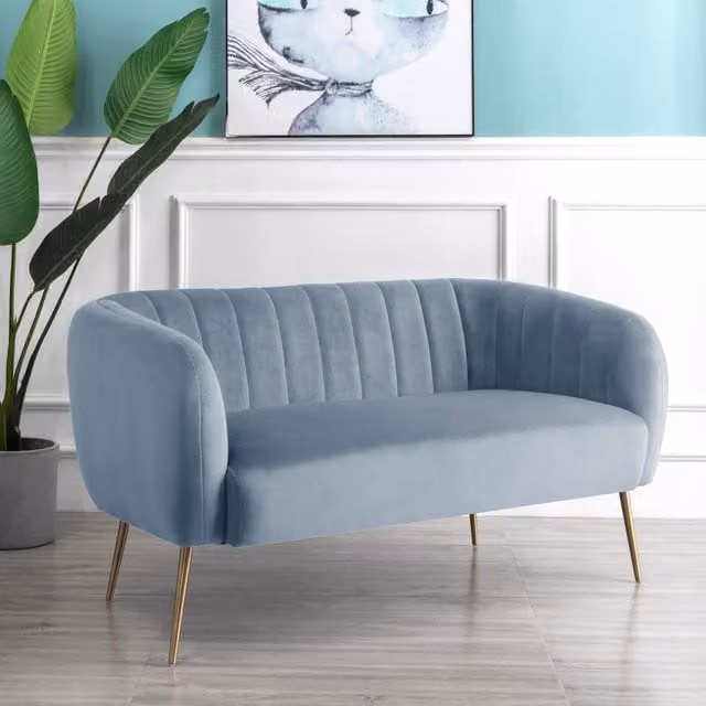 Artemis Home Matilda 2 Seat Blue Velvet Sofa