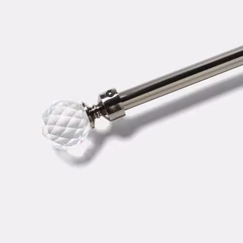 OHS Crystal Ball Extendable Metal Curtain Pole with Brackets, Gun Metal Grey, Diameter: 16 mm, Length: 120-220 cm – 2