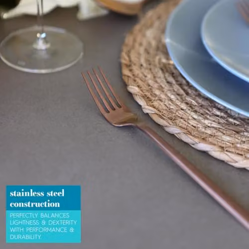 Argon Tableware Copper Coated Stainless Steel Dinner Forks, Pack of 8 – 2