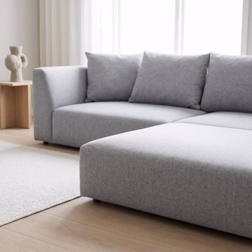 Abakus Direct Tokyo Reversible L-Shape Corner Sofa in Grey and Green Brushed Tweed Fabric – 2