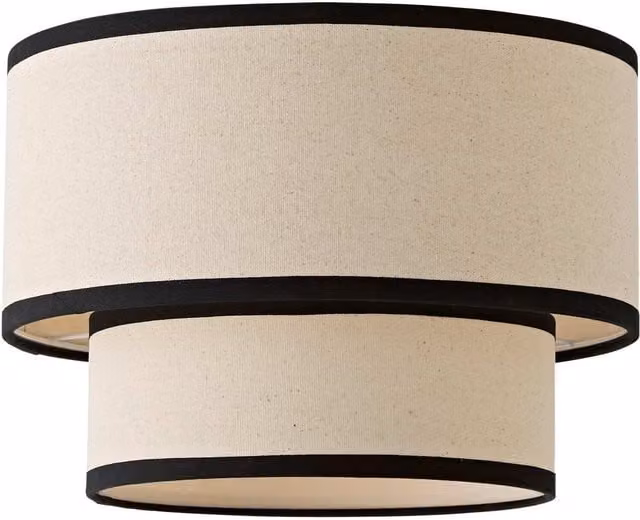 ValueLights Jodie Two Tier Round Fabric Ceiling Drum Lamp Shade in Beige