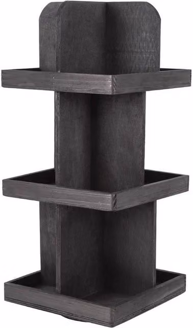 KORVIXA Rotating Wooden Trading Card Display Tower in Black, W/D/H: 100 x 100 x 52 cm