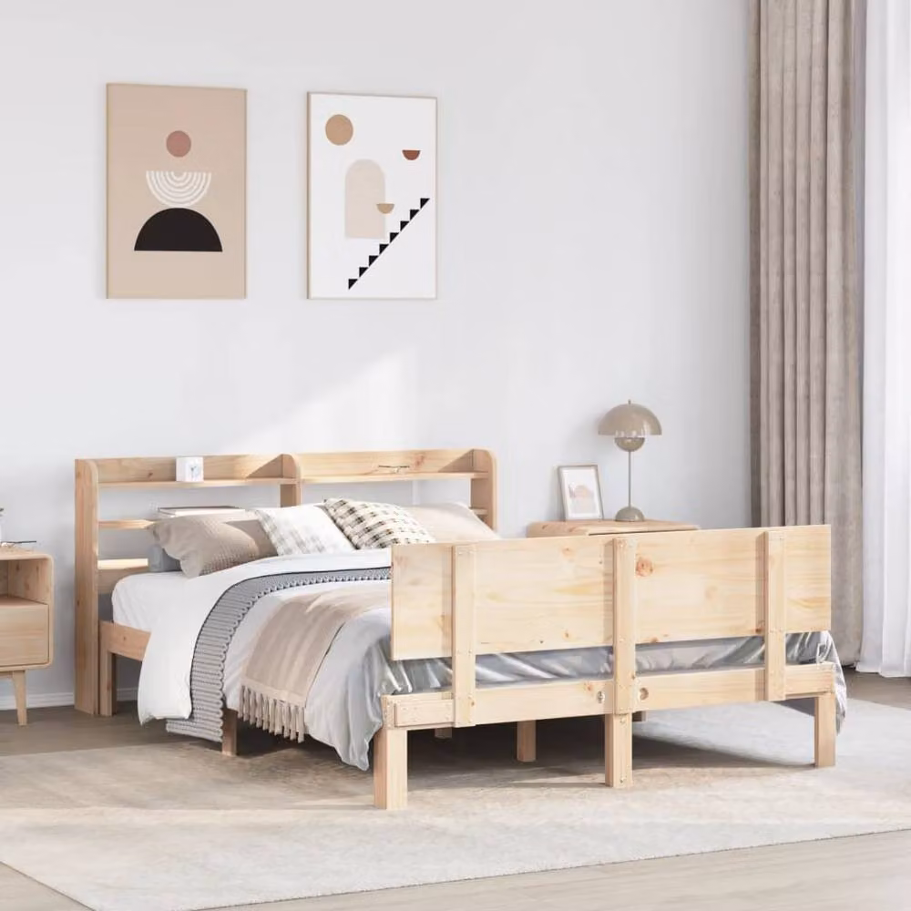 Berkfield Home Beautiful Bed Frame with Headboard in Tan, W/D/H: 160 x 200 x 82 cm – 2