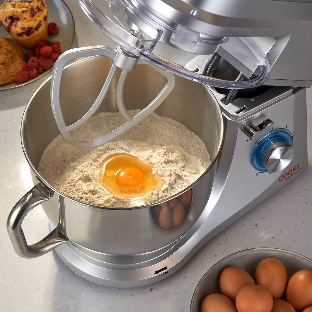 Cooks Professional Stand Mixer 1200W with 6 Speeds, Pulse Function and 7L Stainless Steel Mixing Bowl in Silver – 4