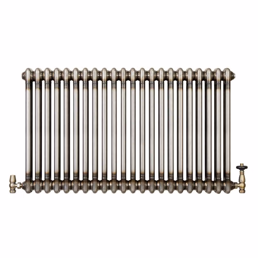 Monstershop Traditional 2 Column Steel Radiator and Valves in Silver, W: 60.0 cm, H: 101.0 cm – 2
