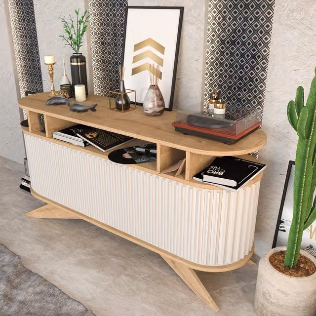 Decorotika Modern Store Sideboard in Sapphire Oak and White