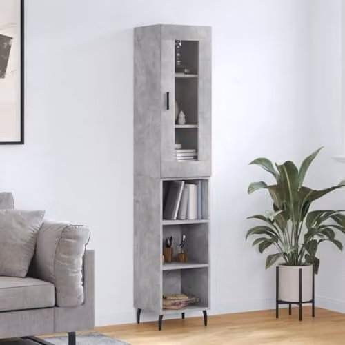 vidaXL Modern Highboard in Grey with Internal Shelves, H 180 x W 34.5 x D 34 cm – 2