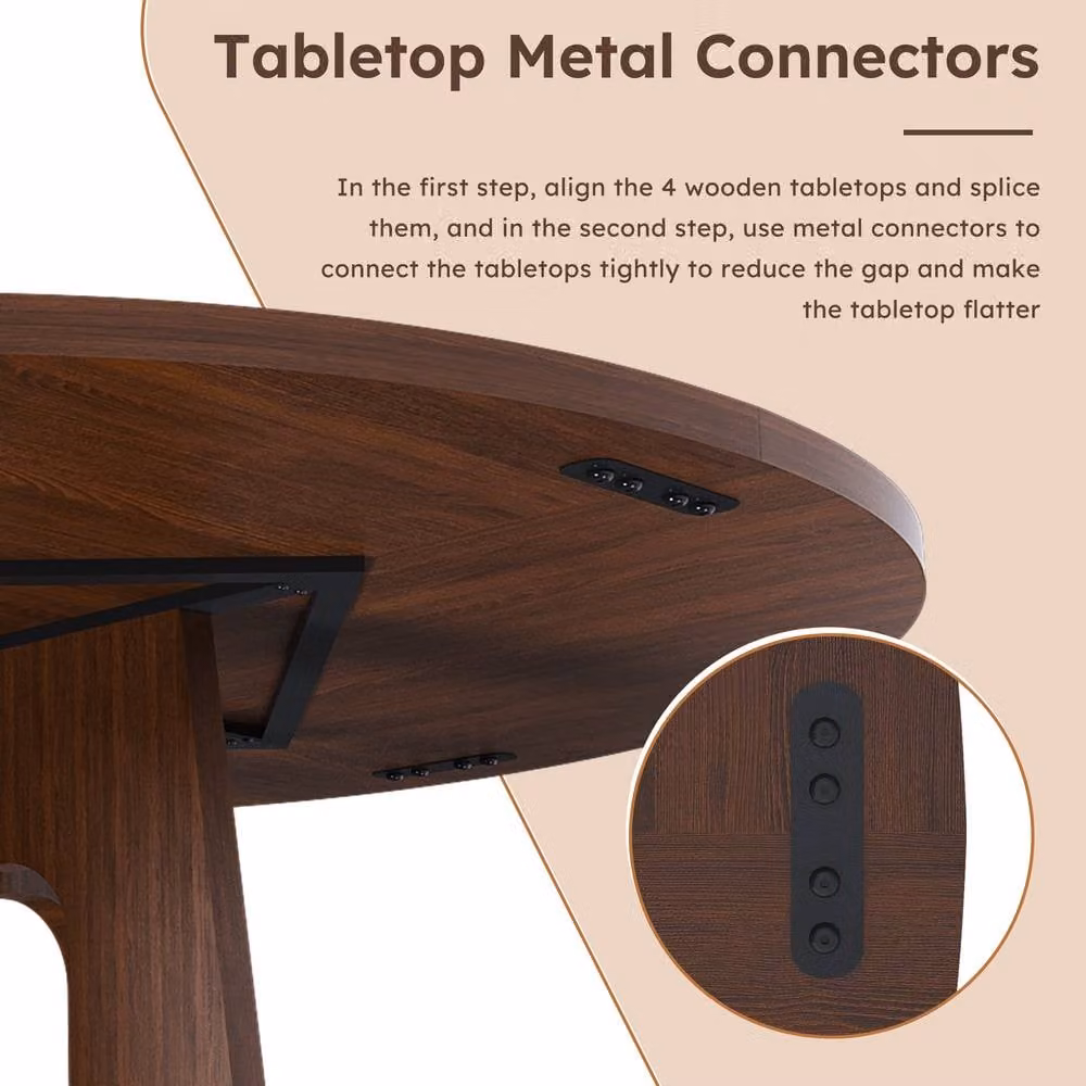 Matteo Rustic Round Dining Table in Walnut Brown MDF – 3