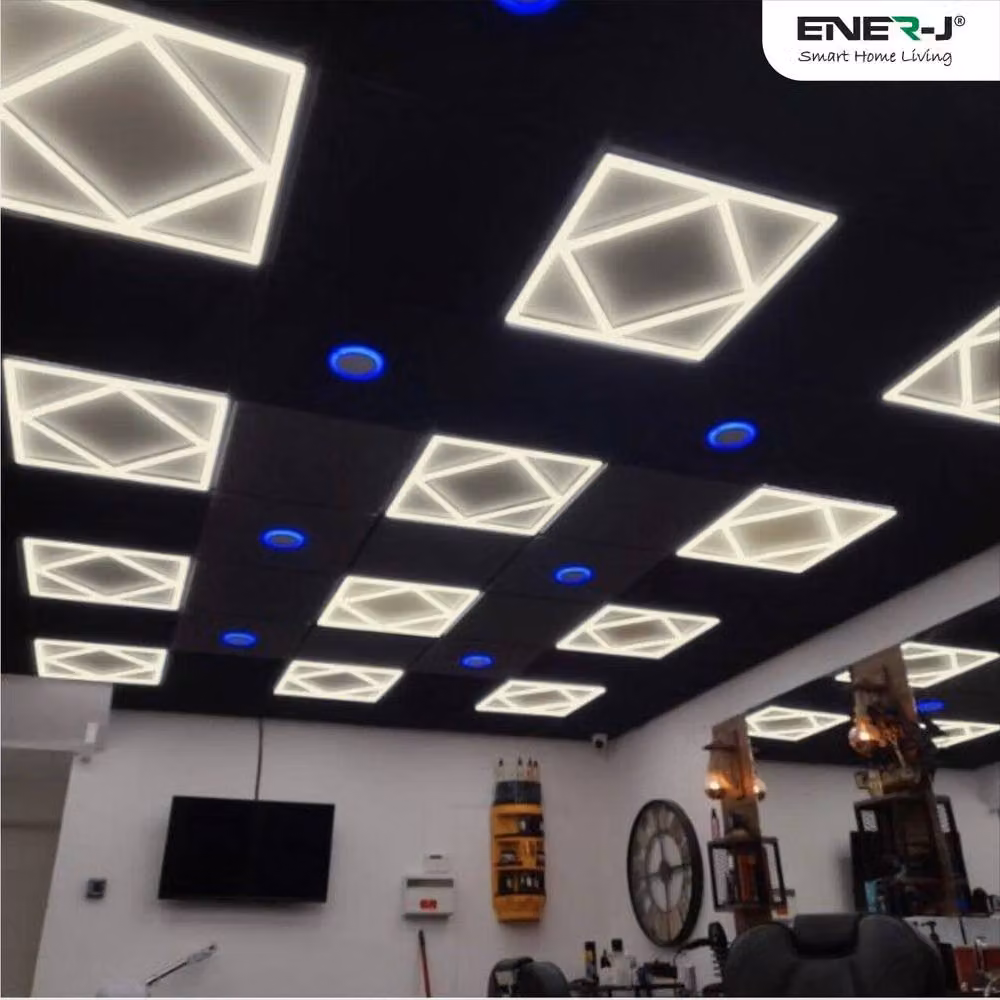 ENER-J Pack of 6 Double Square Borderline Recessed LED Ceiling Lights, White, W/D/H: 60 x 60 cm, 40W, 4000 Lumens – 2