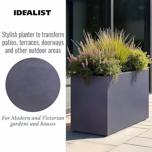 IDEALIST Grey Slate Reinforced Stone Large Trough Planter, 91L – 7
