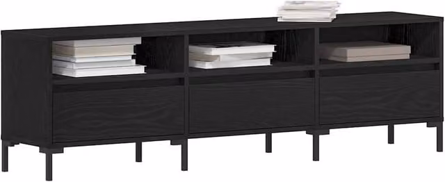 Berkfield Home Modern TV Cabinet in Black Oak, W: 150 cm, D: 44.5 cm, H: 44.5 cm