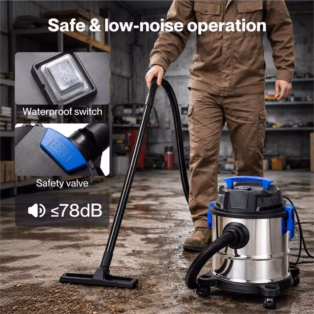 Nordara 1200W Industrial Wet and Dry Vacuum Cleaner in Silver, W/D/H: 100 x 15 x 15 cm – 3