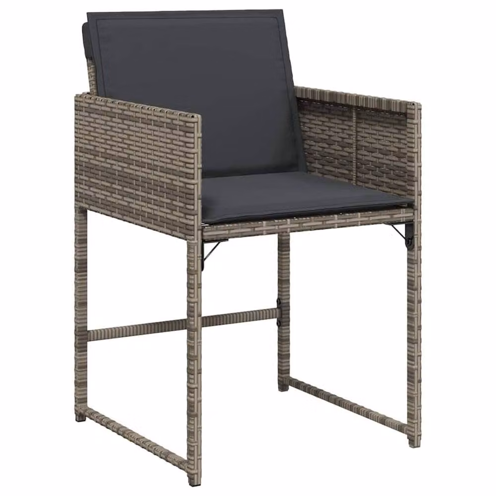 Berkfield Home 5 Piece Grey Poly Rattan Garden Dining Set with Glass Top Table – 4