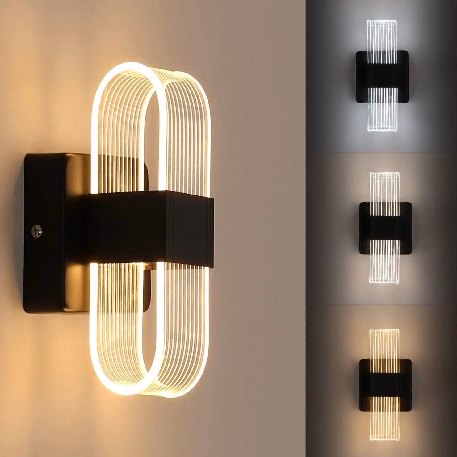 Pheashine Modern Black Oval LED Wall Light with 3-Colour Changing CCT Up and Down Lighting – 3
