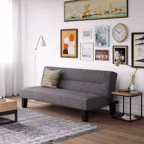 DHP Furniture Kebo Grey Velvet Sofabed, D/W/H: 81 x 175 x 73 cm – 1