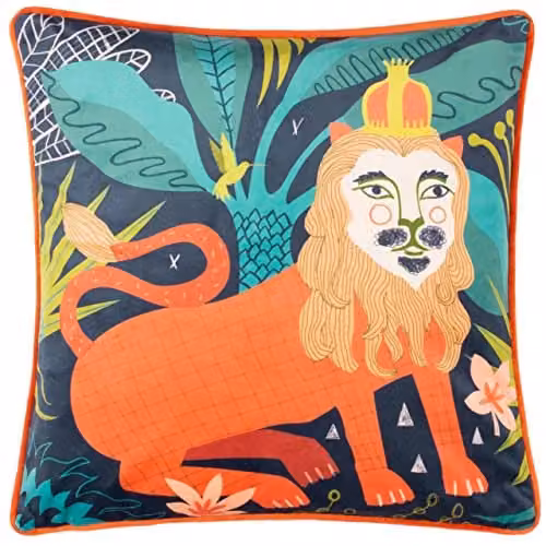 Riva Home Multicolour Animal Graphic Velvet Square Cushion, W/D/H: 43 x 43 x 43 cm
