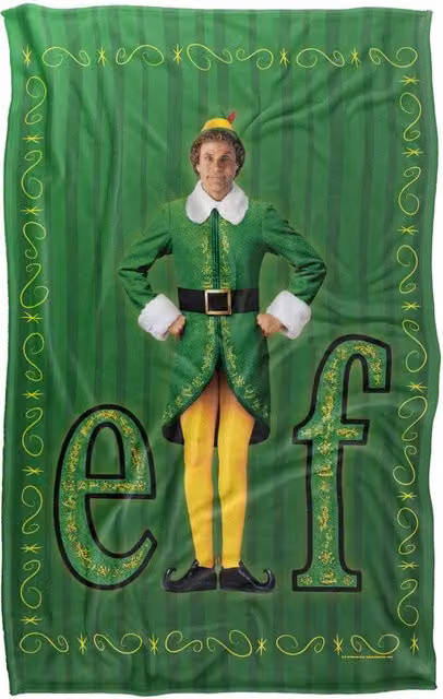 Warner Bros. Elf Buddy The Elf Logo Super Soft Fleece Throw Blanket, Multicolour, W: 91 cm, D: 147 cm – 6
