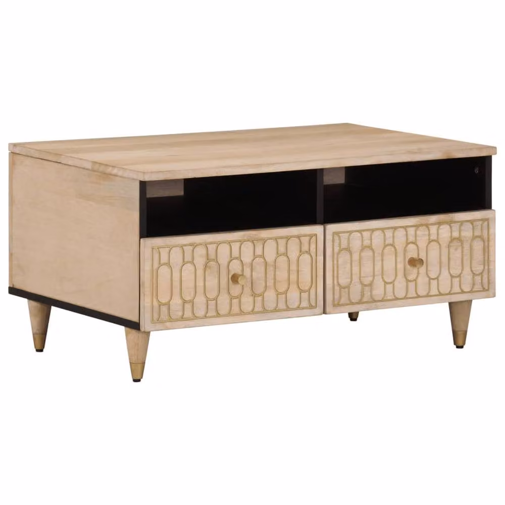Berkfield Home Mango Wood Coffee Table in Light Tan, W: 80 cm, D: 54 cm, H: 40 cm – 2