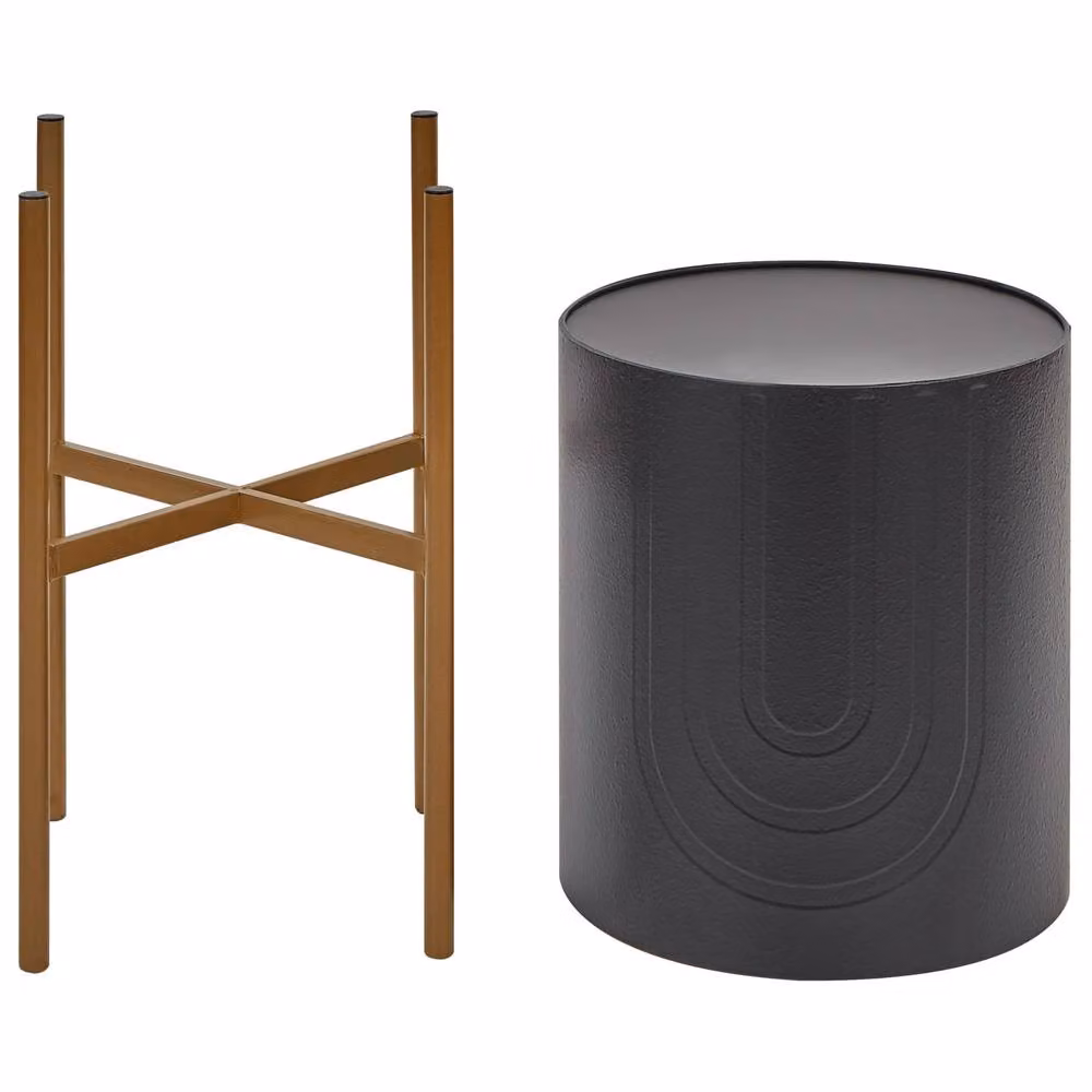 Wyld and Coco Black and Gold Lacquered Metal Geometric Plant Stand, W/D/H: 32 x 32 x 58 cm – 3