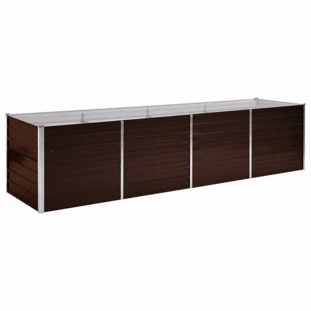Berkfield Home Garden Brown Galvanised Steel Raised Bed W/D/H: 320 x 80 x 77 cm – 2