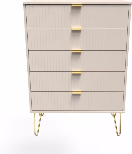 Ready Assembled 2 U Bexley 5 Drawer Chest in Taupe