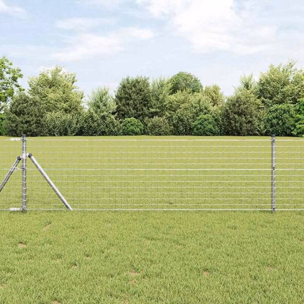 Berkfield Home Modern Euro Fence Galvanised Steel in Silver, H: 60 cm, W: 25 m – 2