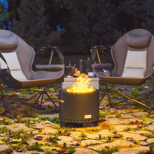 Outsunny Smokeless Wood Burning Metal Fire Pit in Grey, Diameter: 45 cm – 9