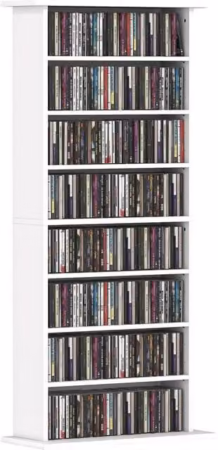 EONLION White CD and DVD Storage Unit with Adjustable Shelves and Media Compartments, Width: 100 cm – 1