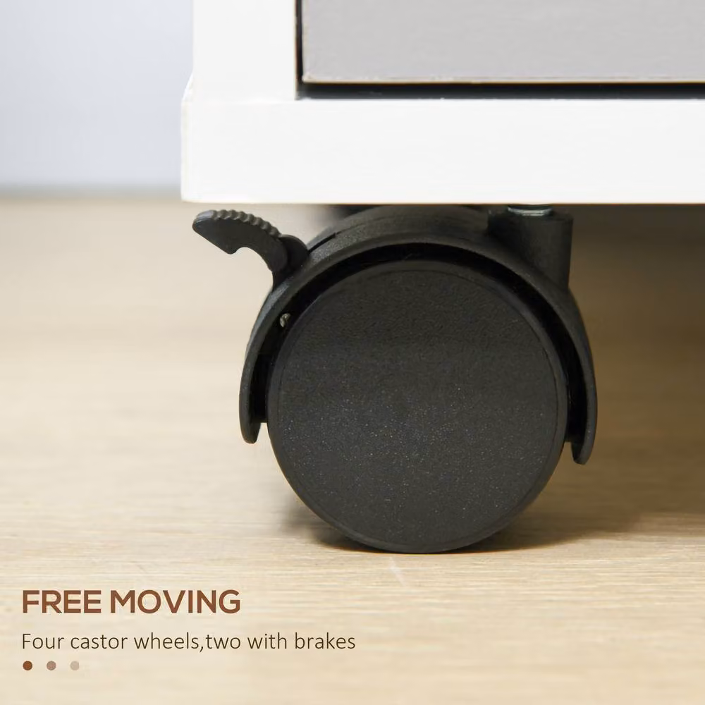 STILVORA 3 Drawer Locking Filing Cabinet with Castors in Grey – 5