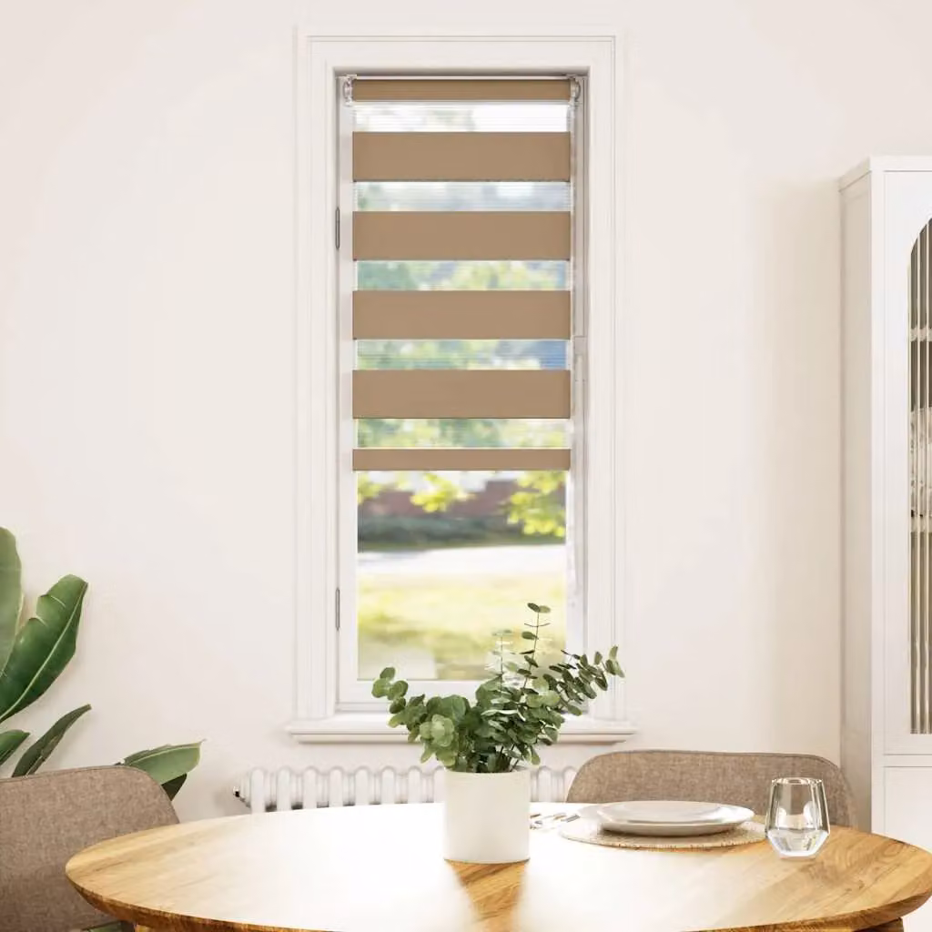 Berkfield Home Zebra Blind in Sand Brown, W: 50 cm, H: 100 cm, Polyester Fabric – 2