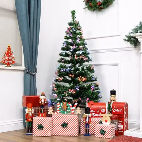 The Christmas Workshop 5ft Fibre Optic Christmas Tree in Green with Multicolour Lights, Height: 150 cm, Width: 14.5 cm – 2
