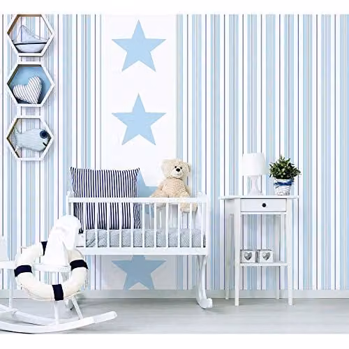 Galerie Deauville 2 Large Stars Navy White Geometric Abstract Wallpaper