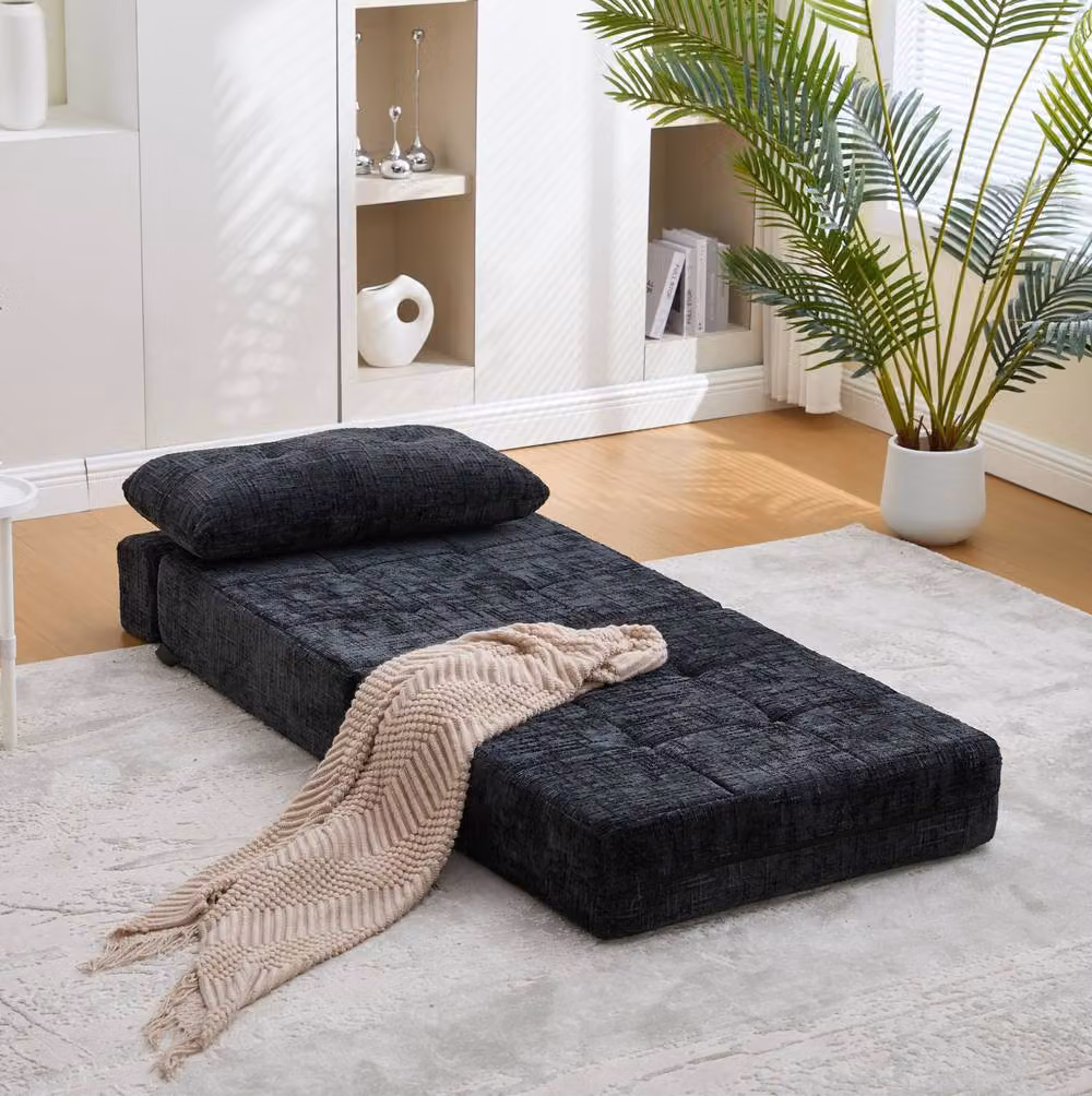 STILVORA Convertible Folding Sofa Bed in Black Chenille – 2