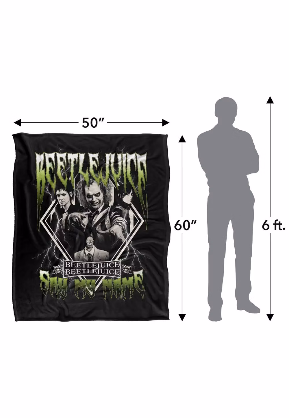 LOGOVISION Beetlejuice 2 Super Soft Fleece Throw Blanket, Multicolour and White, W: 152 cm, D: 127 cm – 9