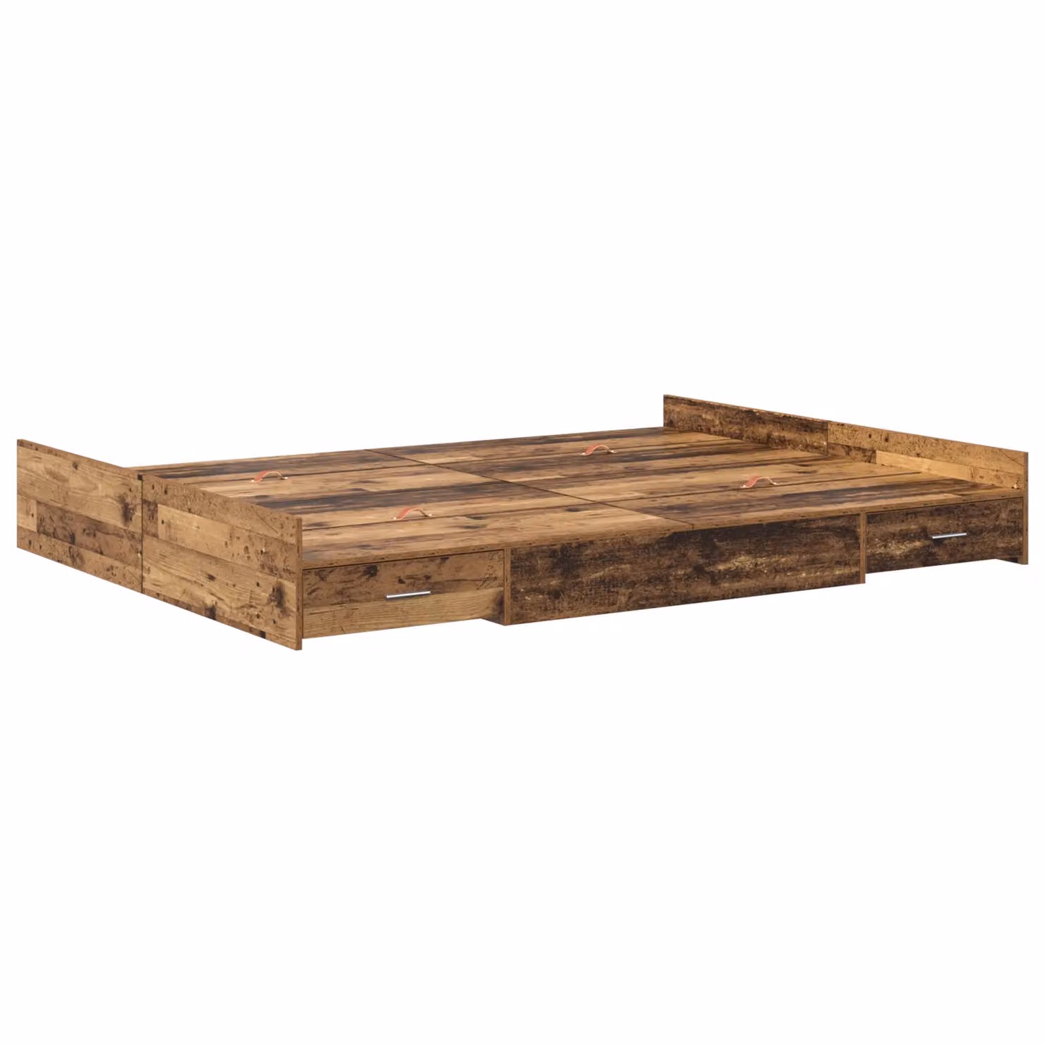 Berkfield Home Storage Bed Frame in Brown Old Wood with Drawers, W: 135 cm x L: 190 cm – 2