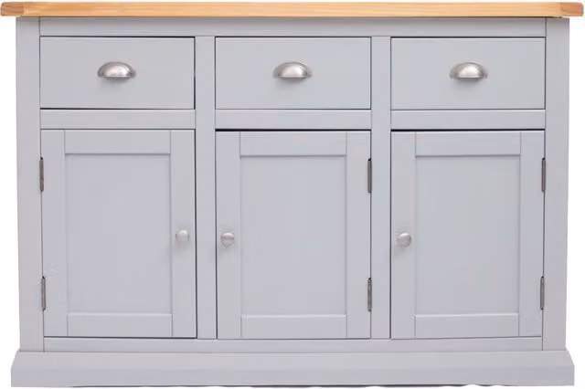 Cabinet Bits Loreo Grey 3 Door and 3 Drawer Sideboard in MDF and Pine – 1