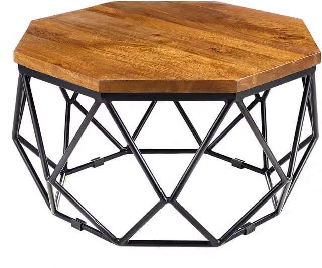 Elm Home And Garden Modern Square Mango Wood Coffee Table in Black and Brown