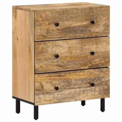 vidaXL Side Cabinet in Brown Mango Wood and Metal, W/D/H: 60 x 33 x 75 cm – 1