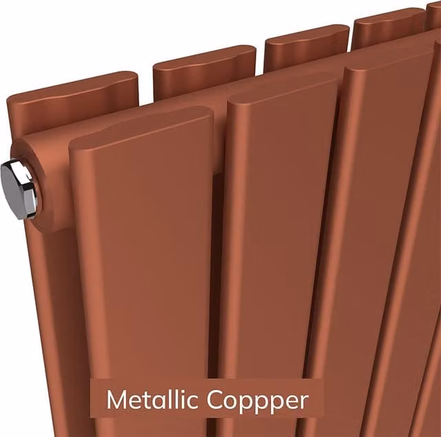 Lux Heat Flat Horizontal Coloured Double Radiator in Bronze/Brown, W: 77.0 cm, H: 60.0 cm