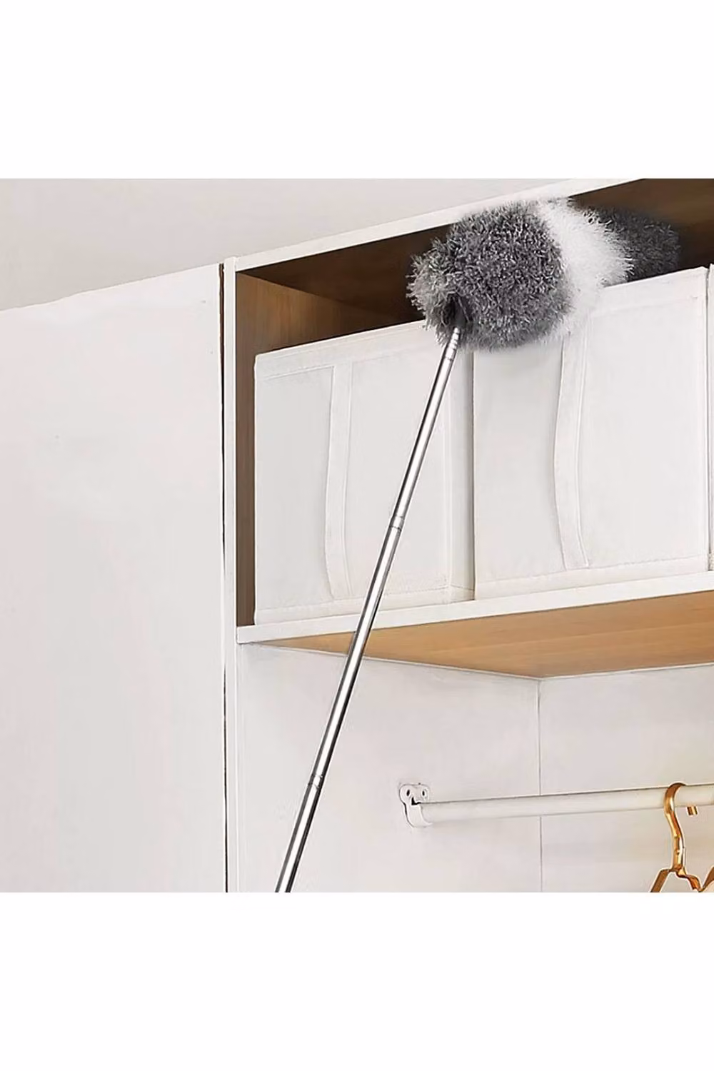 KDMD Extendable Microfibre Feather Duster with Telescopic Stainless Steel Handle in Grey and White – 2
