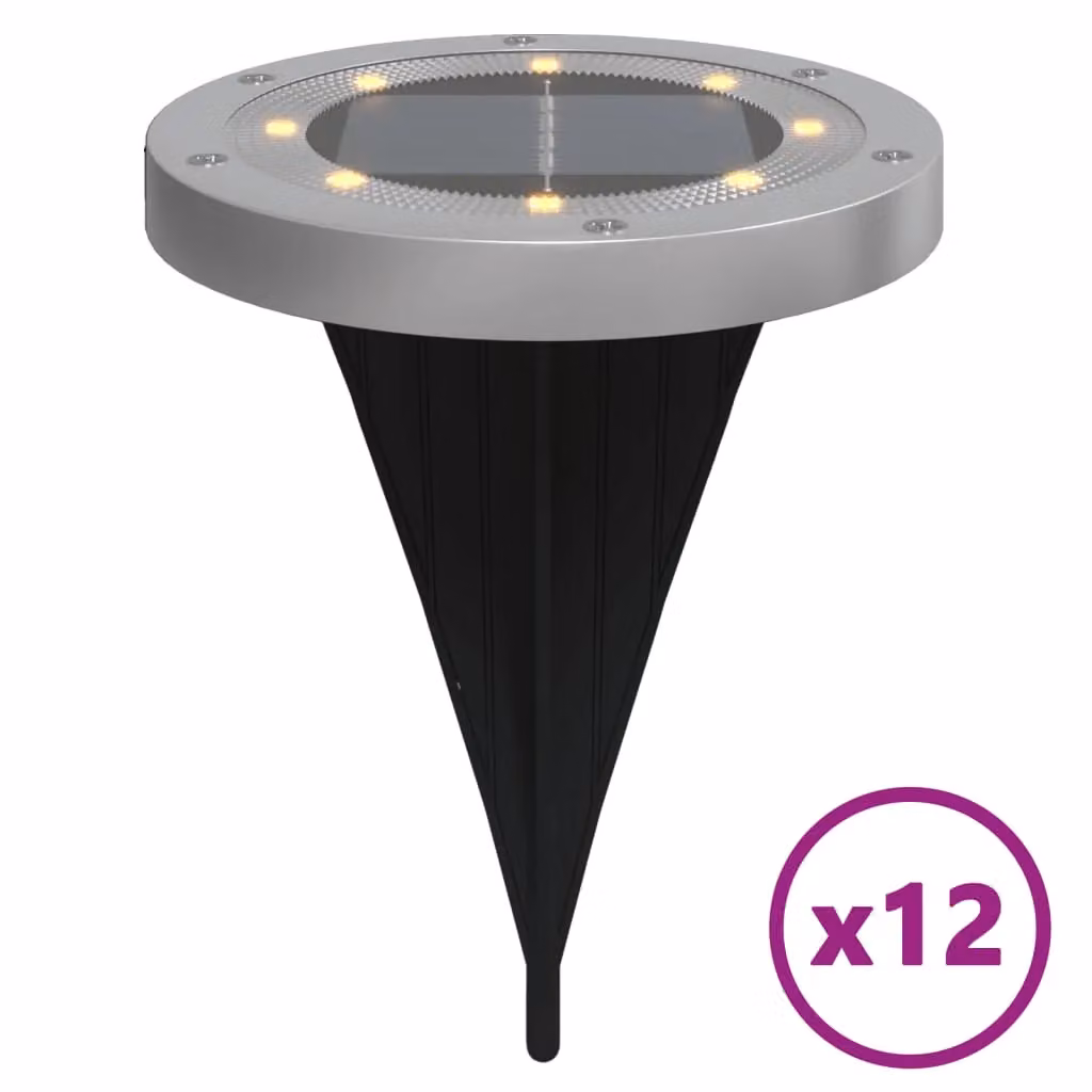 Berkfield Home Solar Ground Lights with Ground Spikes, 12 Pack, Warm White, Black – 2
