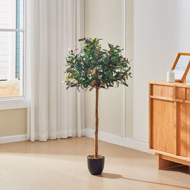 Breeins Artificial Mediterranean Olive Tree in Green, Height: 175 cm, Width: 60 cm