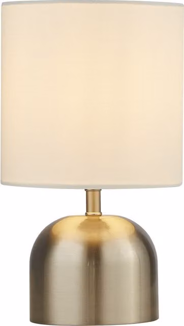Lighting Collection Satin Silver and White Shade Touch Table Lamp