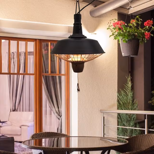 Outsunny 2100W Outdoor Ceiling Mounted Halogen Electric Heater, Black